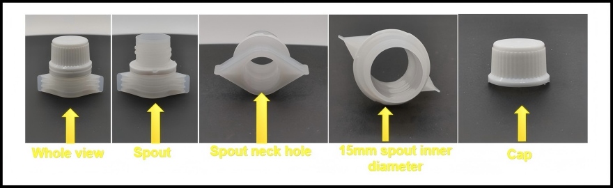 Characteristic of spout for pouch doyapck and caps for pouches fitment (HL150W)